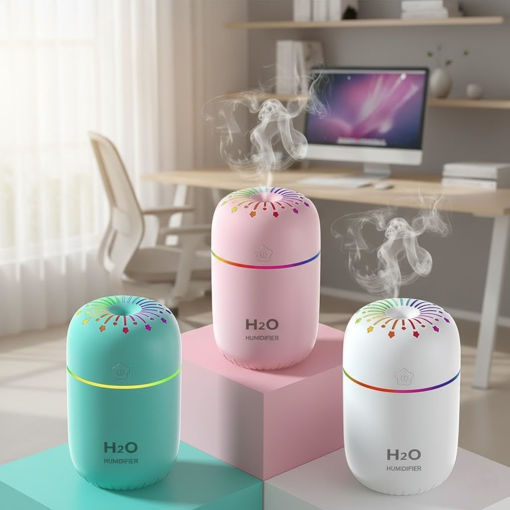 Air Humidifier with LED Night Light and Aroma Diffuser 3-IN-1 Humidifier Mini USB | Portable Cool Mist Humidifier for Bedroom, Office, Car & Home | Quiet Mist Sprayer