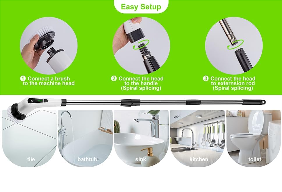 9-in-1 Electric Spin Scrubber with 9 Brush Heads | 2 Speeds