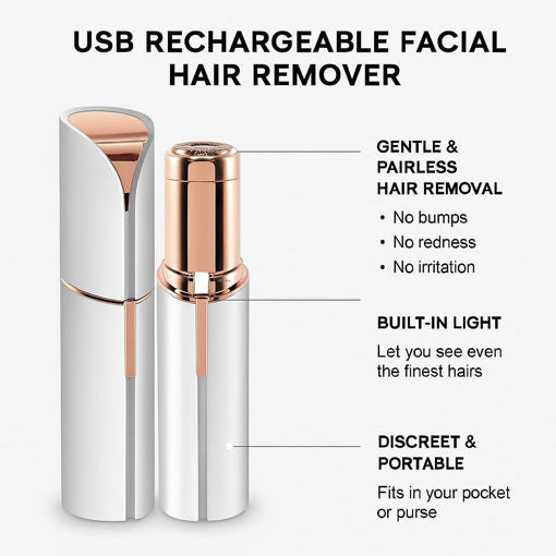Flawless Facial Hair Remover Machine For Men & Women - Face, Chin, Cheek, Eyebrow, Upper Lip Hair Remover, USB RECHARGEABLE Epilator Machine for Women (Facial Shaper Epilator)