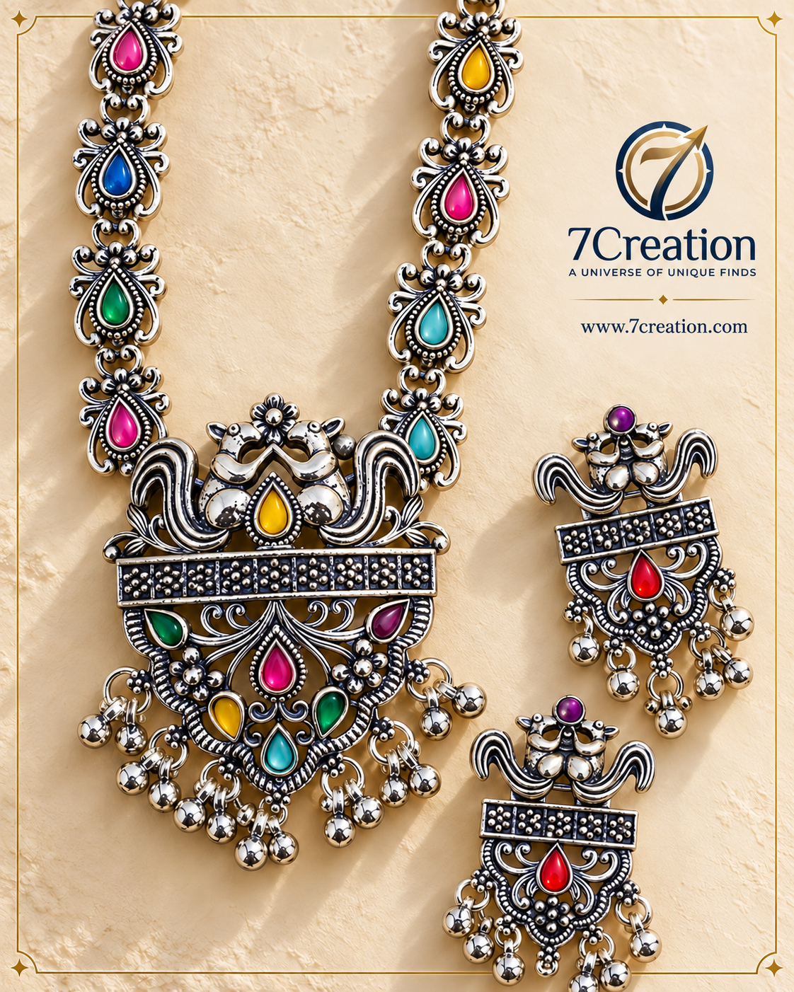 Traditional Oxidised Silver-Tone Necklace Set for Women D2