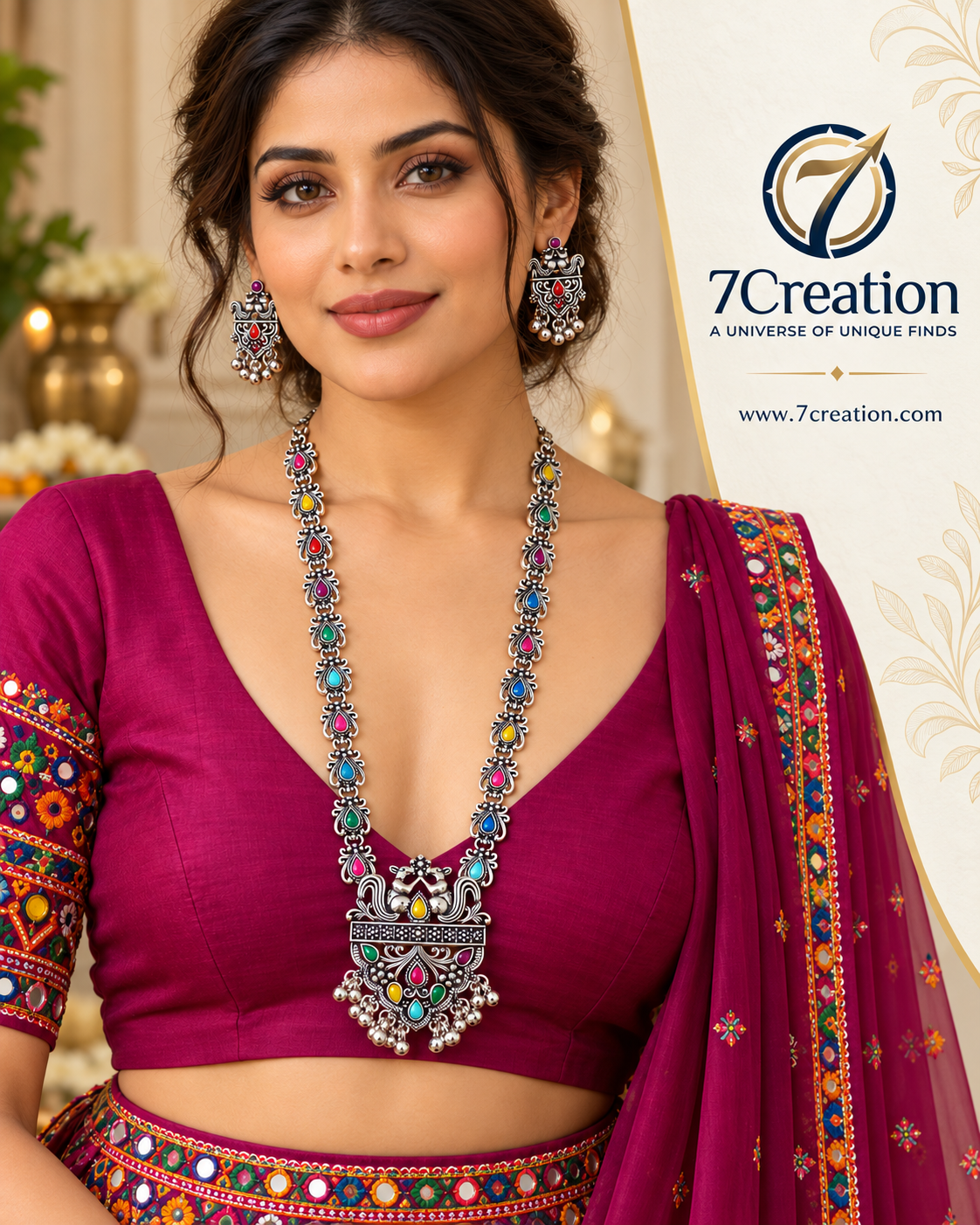 Traditional Oxidised Silver-Tone Necklace Set for Women D2
