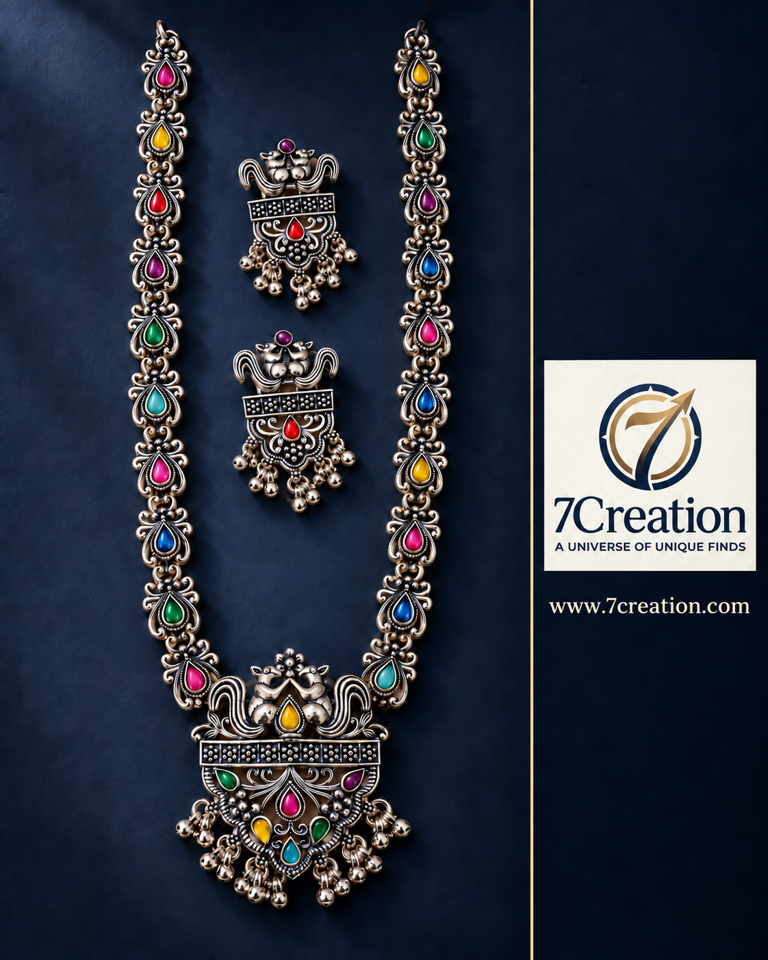 Traditional Oxidised Silver-Tone Necklace Set for Women D2