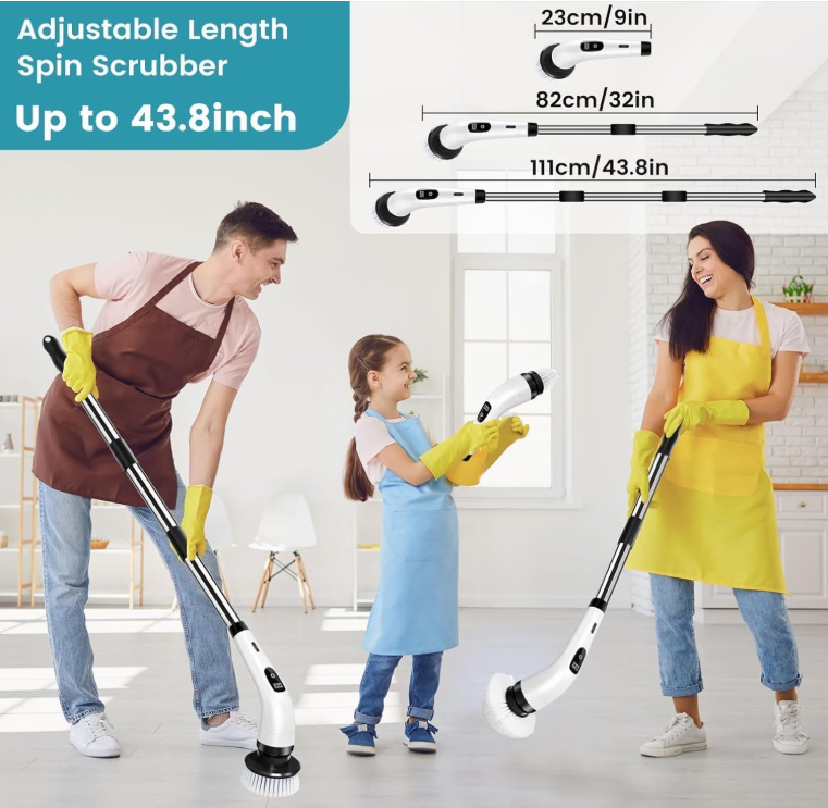 9-in-1 Electric Spin Scrubber with 9 Brush Heads | 2 Speeds